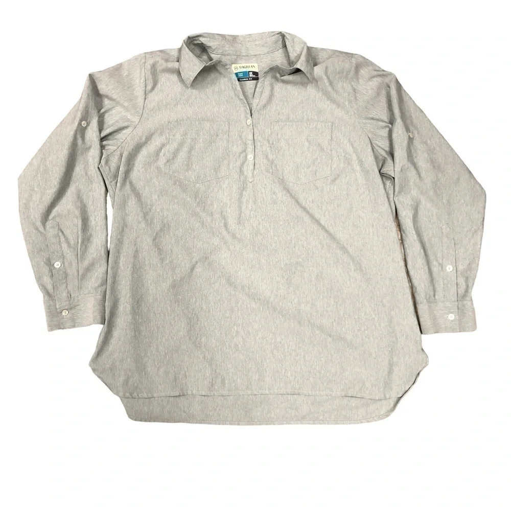 Magellan Fish Gear‎ Long Sleeve Classic Fit Pullover Shirt Womens 2X Gray